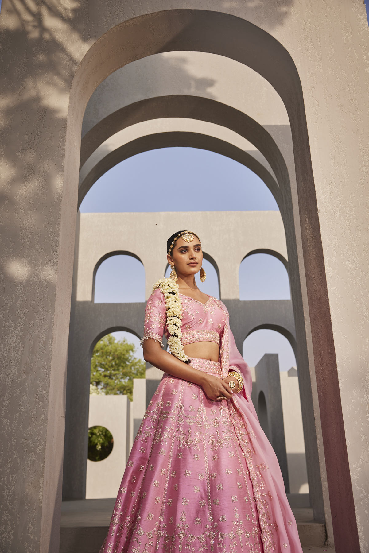 Alternate view of BLUSH PINK EMBROIDERED LEHENGA SET