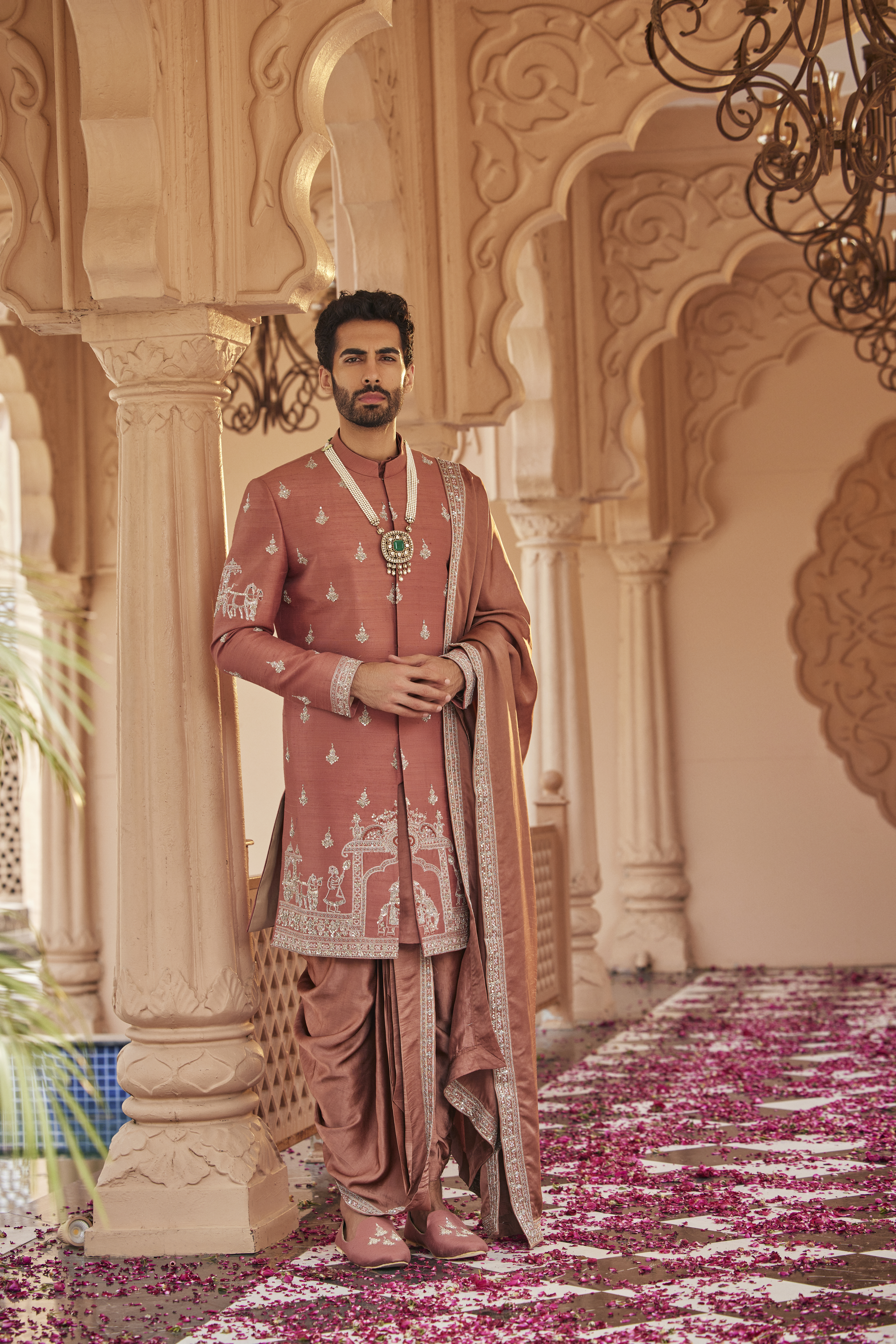 RUST COLOUR SHERWANI SET