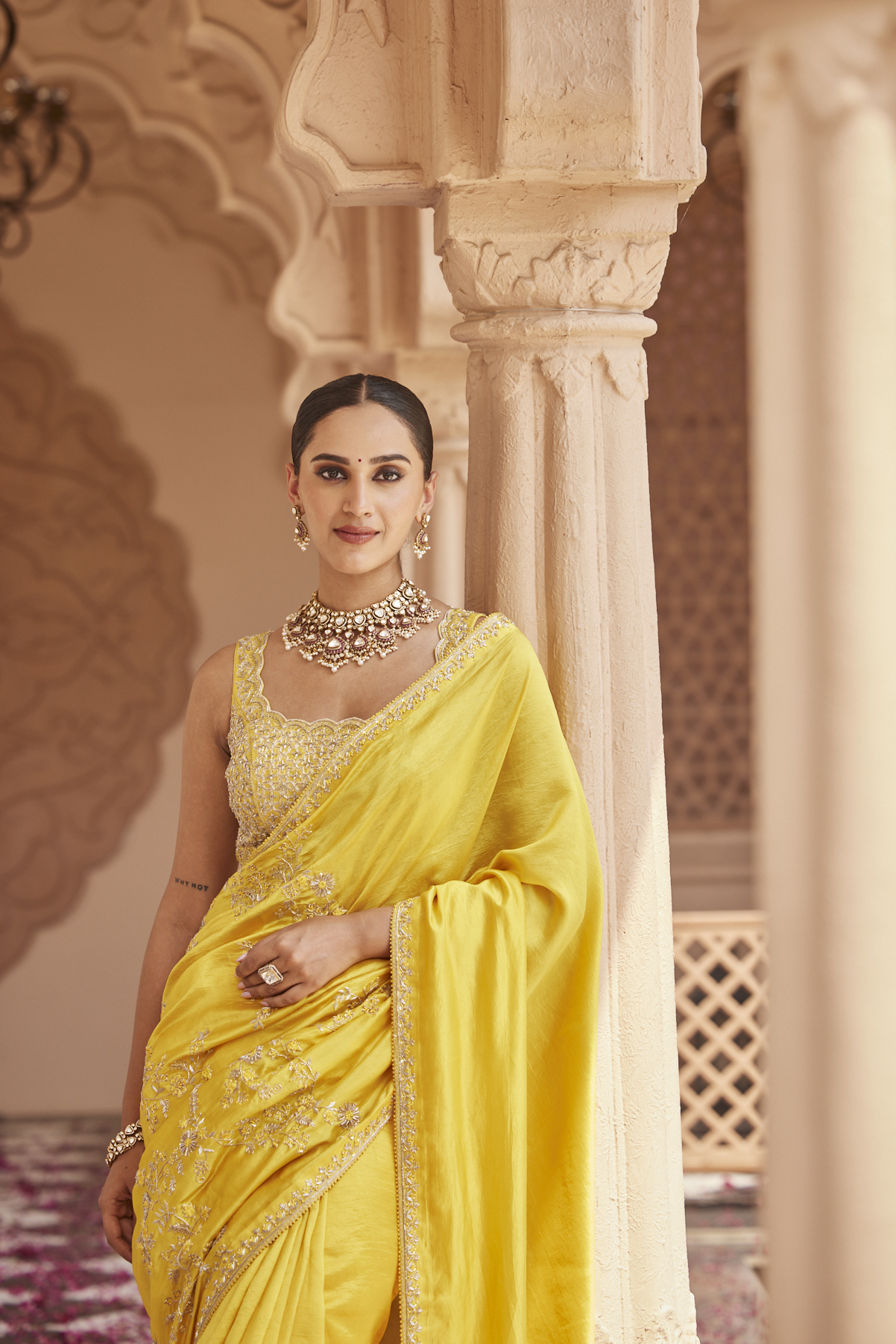 SUNFLOWER YELLOW EMBROIDERED SAREE