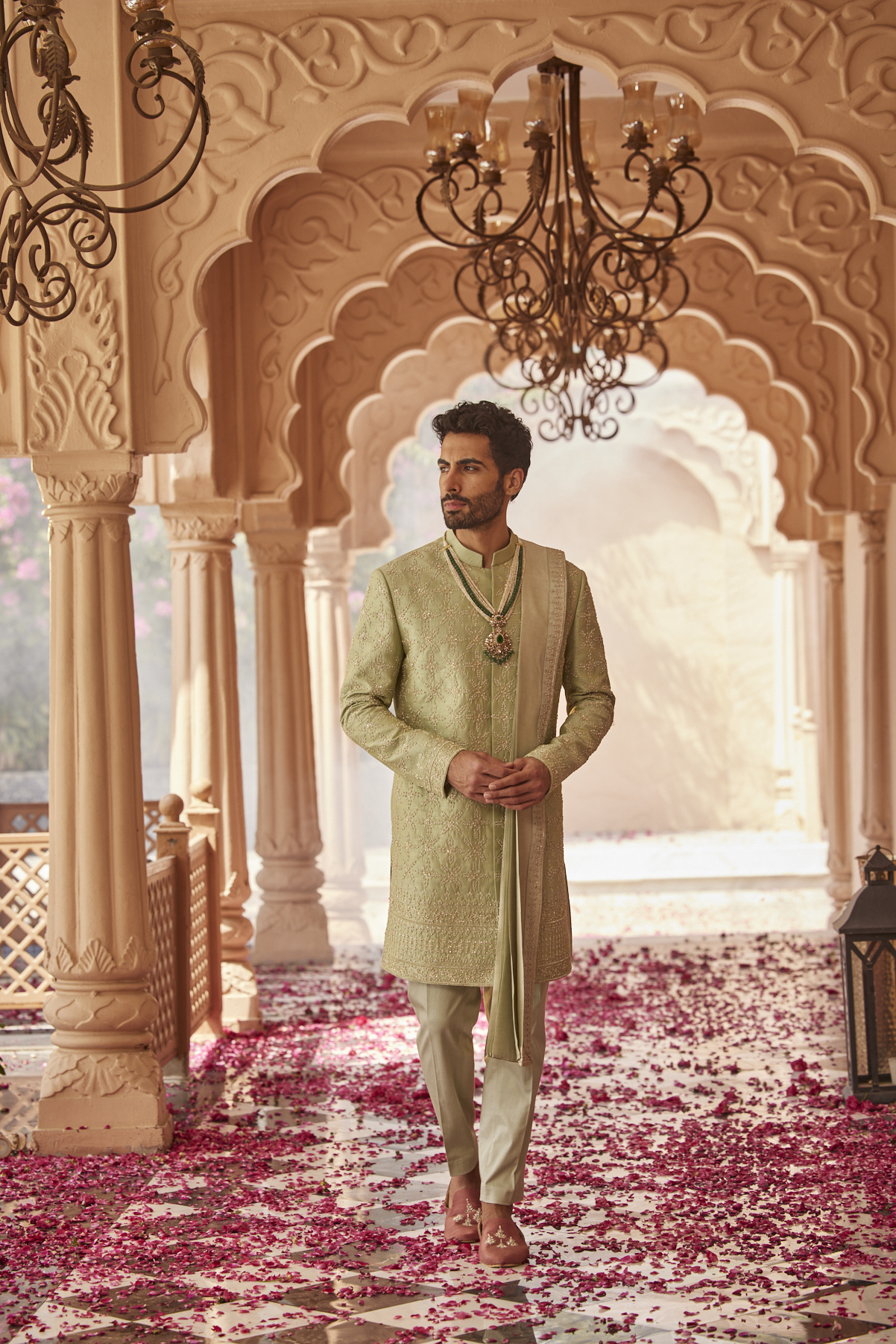 SAGE GREEN SHERWANI SET