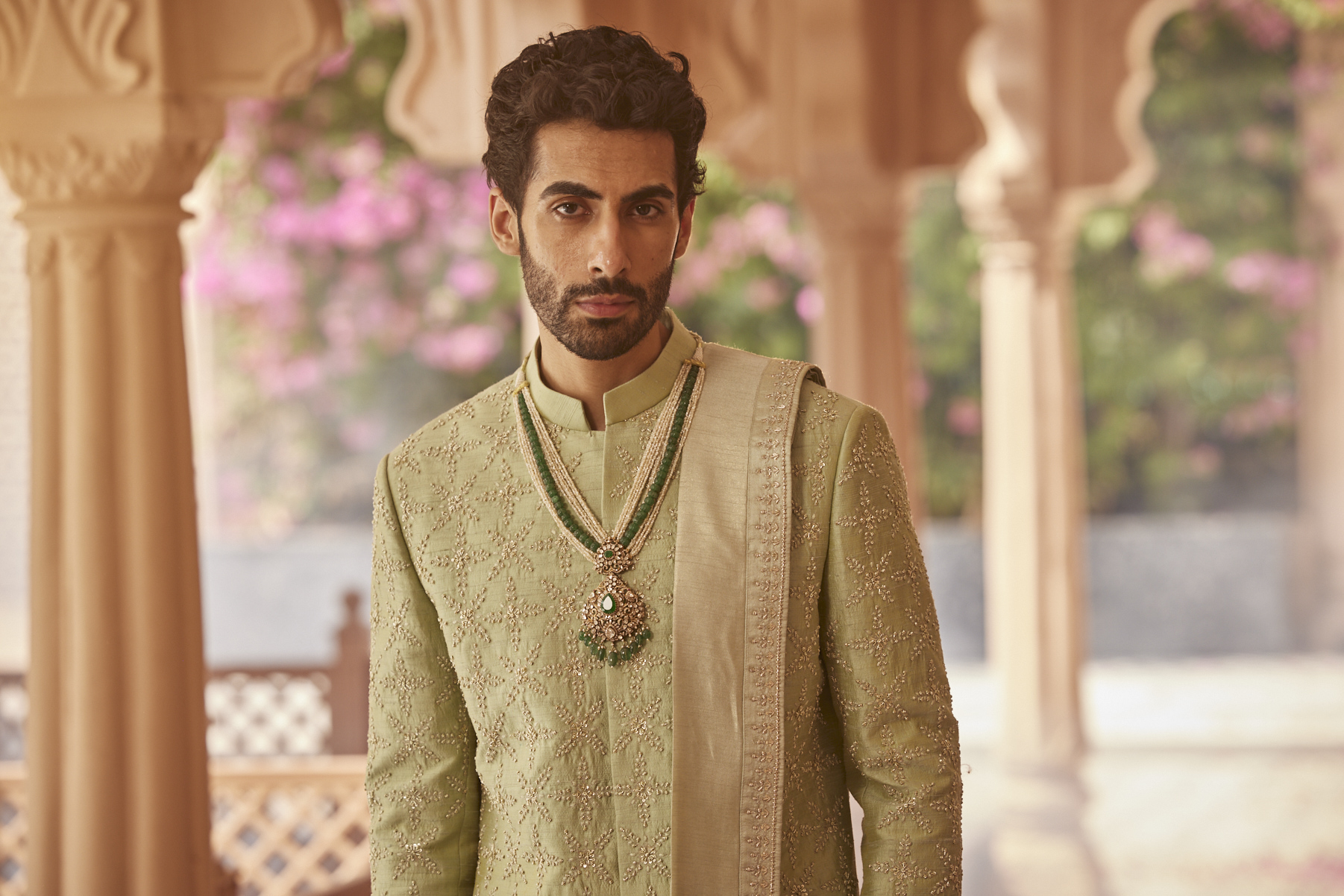 Alternate view of SAGE GREEN SHERWANI SET