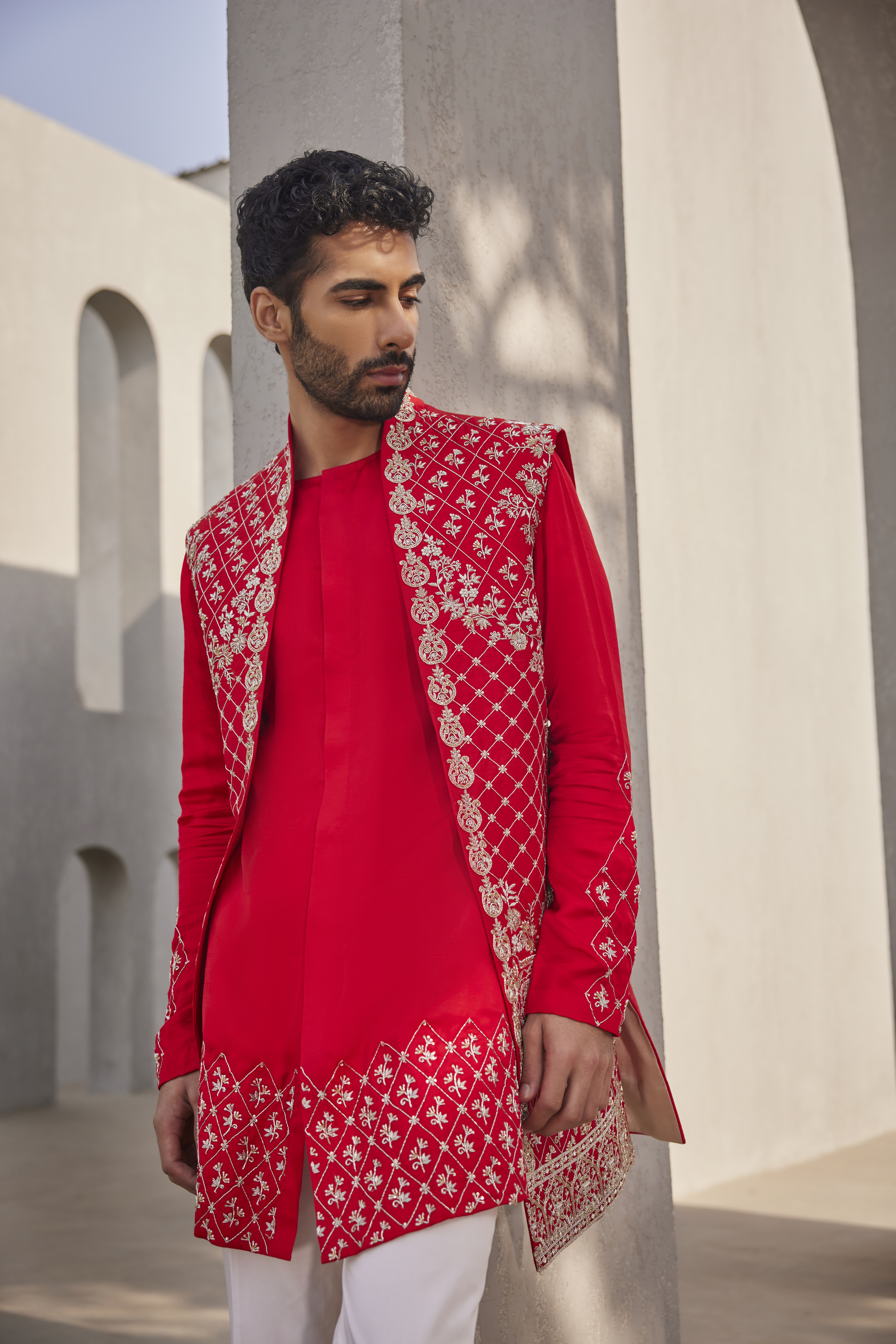 Alternate view of SCARLET EMBROIDERED INDOWESTERN JACKET SET